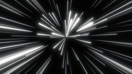 Wall Mural - through space, starfield. abstract particles, neon rays background.