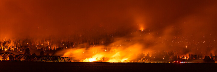 panorama of northern california wildfire