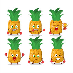 Wall Mural - A sporty pineapple boxing athlete cartoon mascot design