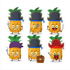 Canvas Print - Cartoon character of pineapple with various pirates emoticons