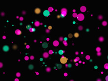Full Frame Illustrated Pink, Green, And Yellow Circular Bokeh Effect On Black