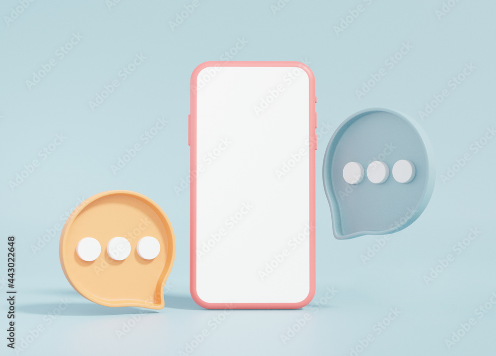 Smartphone white screen and Bubble chat or comment digital marketing ...