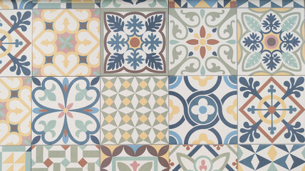 Wall Mural - classic mosaic ceramic tile pattern azulejo vintage tiles background