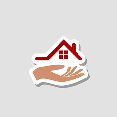 Canvas Print - Simple Home with Hand Logo icon 