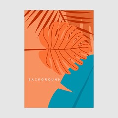 Wall Mural -  wallpapers with tropical leaves and plants in minimal simple.Vector abstract backgrounds .banners, posters, cover design templates, social media stories.