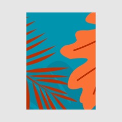 Wall Mural -  wallpapers with tropical leaves and plants in minimal simple.Vector abstract backgrounds .banners, posters, cover design templates, social media stories.