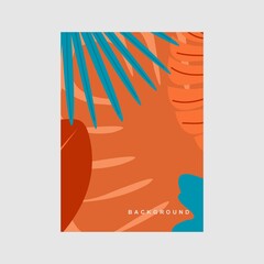Wall Mural -  wallpapers with tropical leaves and plants in minimal simple.Vector abstract backgrounds .banners, posters, cover design templates, social media stories.