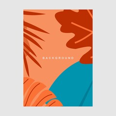 Wall Mural -  wallpapers with tropical leaves and plants in minimal simple.Vector abstract backgrounds .banners, posters, cover design templates, social media stories.