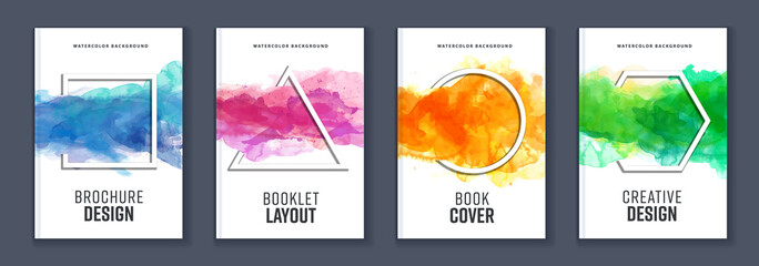 Wall Mural - watercolor booklet brochure colourful abstract layout cover design template bundle set
