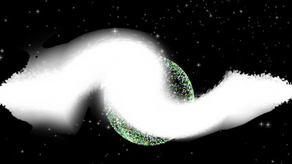 Canvas Print - the abstract trail of a passing unidentified space object grows and covers the planet. space, futuri