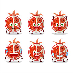 Canvas Print - Cartoon character of slice of pomegranate with smile expression