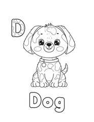 Wall Mural - Line art design for kids coloring page..Animals alphabet. Vector illustration