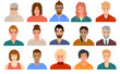 © EVGENIY - Multinational and mixed age people avatars. Portraits of diverse men and women of different races. Set of user profiles. Colored flat vector illustration