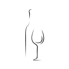 minimalistic illustration of a wine bottle with a glass