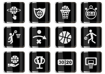 Wall Mural - basketball icon set