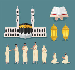 Wall Mural - Hajj mabrur icon collection