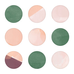 instagram social media highlight cover icon or web button. abstract green pink rose circle round dot