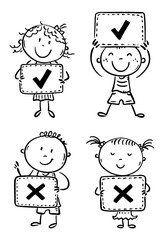 Leinwandbilder - Kids clipart set with signs correct and confusion