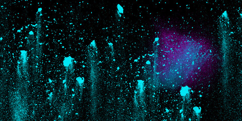 Wall Mural - abstract multicolor paint drips isolated on black background