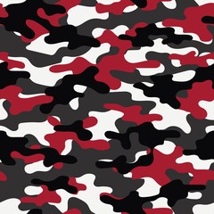 Wall Mural - Camouflage red seamless pattern.Military camo.Print Vector