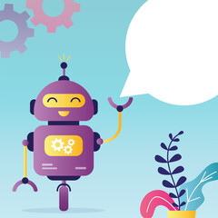 Wall Mural - chatbot with empty speech bubble. virtual assistant to help clients. web template. online consultati