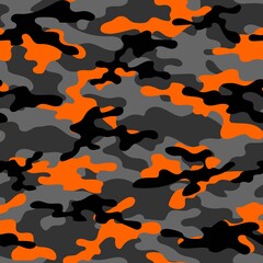 orange Camouflage seamless pattern.Military camo.Army background.Print on clothing.Modern design.