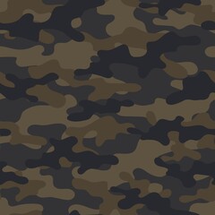 Military brown vector camouflage hunting background seamless print. EPS