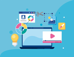 laptop with web design