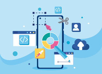 smartphone with web design