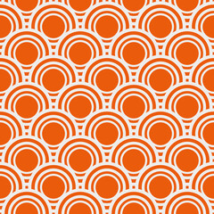 Poster - Orange circles pattern. Identical rows with circles. Vector orange wallpaper.