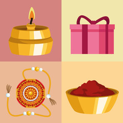 Canvas Print - raksha bandhan icons