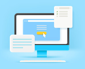 Poster - Modern computer with opened browser pop-up windows