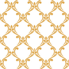 Floral pattern. graphic modern wallpaper baroque, damask. seamless gold and white vector background.