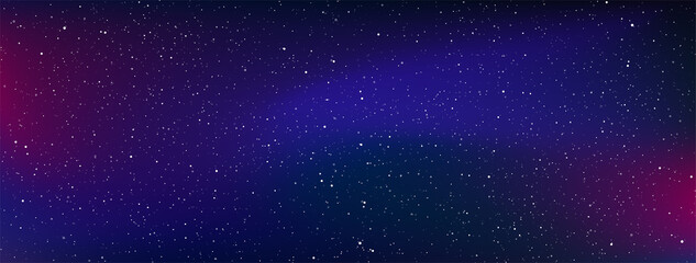 Realistic galaxy sky, Starry nights with bright shiny stars, Shining stars in the dark sky. Vector illustration.