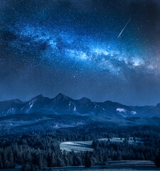 Wall Mural - Milky way over Tatra mountains in summer, Poland