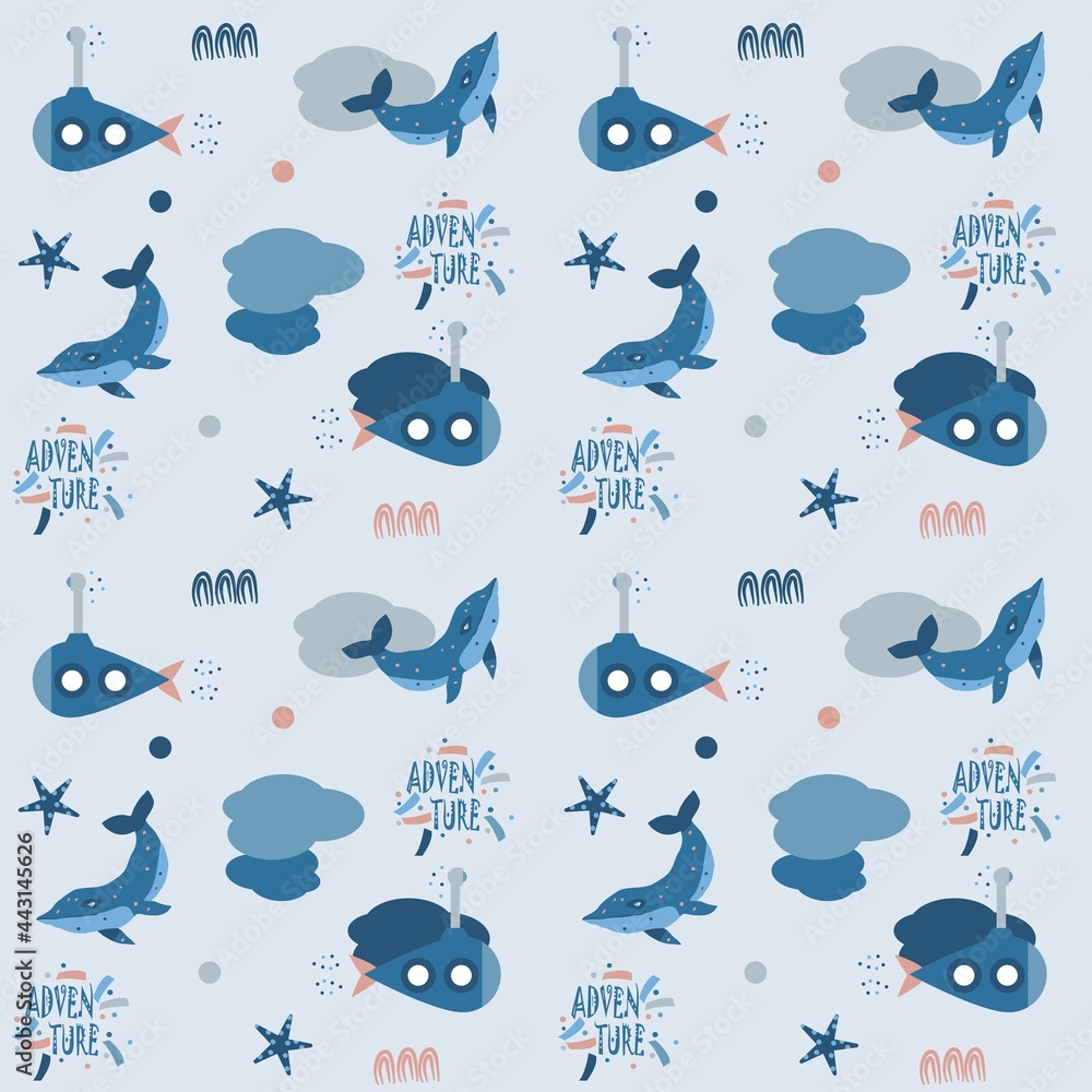 Adorable animals  illustration seamless pattern for kids project, fabric, scrapbooking, crafting, invitation and many more. - obrazy, fototapety, plakaty 