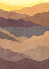 boho print. abstract mountains background. terracotta poster. abstract arrangements. landscapes, mou
