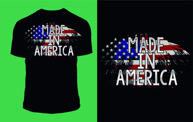 Wall Mural - Made in america - Flag t shirt design vector