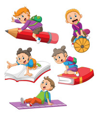 Sticker - The collection of the children ride on the magic stationery