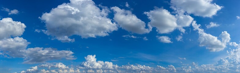Wall Mural - Panorama blue sky with tiny clouds.