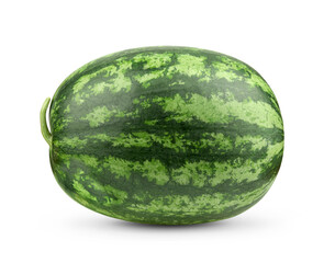 Poster - Striped watermelon fruit on white background