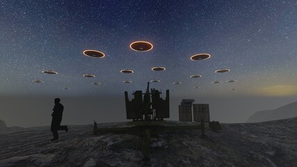 Poster - ufo invasion at beach