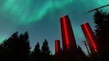 Giant Red Monolith At Forest