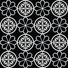 Wall Mural - Abstract floral seamless pattern. Modern stylish texture. Black and white Repeating vector background.