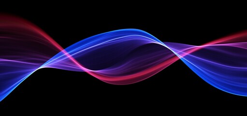 Wall Mural - blue and red abstract wave. magic line design. flow curve motion element. neon gradient wavy illiust