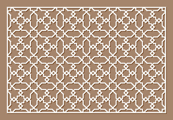 Wall Mural - Laser Cutting Template. Decorative Lattice. Middle Eastern Geometric Pattern.