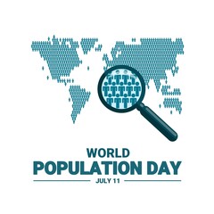 vector illustration of human icons forming a world map, as a banner, poster or template for world po