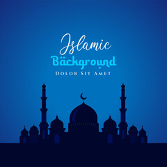 Wall Mural - Islamic background design with mosque silhouette illustration. Can be used for greetings card, backdrop or banner