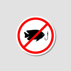 Sticker - No fishing icon isolated on gray background 