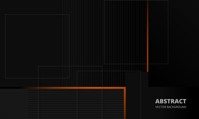 Aufkleber - Dark grey elegance business corporate abstract vector background with orange and gray lines. Minimal geometric shapes on dark background. Vector illustration.
